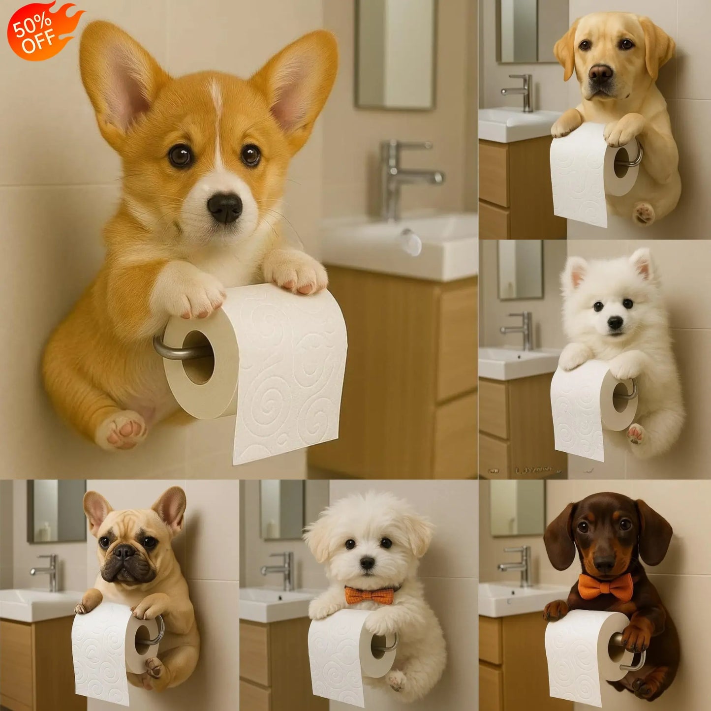 PawRoll™ – מחזיק נייר טואלט דקורטיבי בדמות כלב